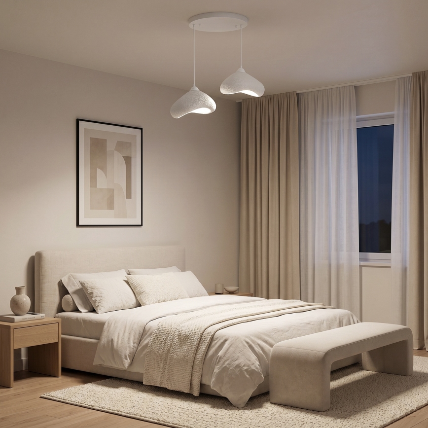 Brilagi - WABI SABI pendel på kabel 2xE27/40W/230V Ø 45 cm hvid
