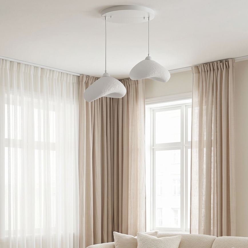 Brilagi - WABI SABI pendel på kabel 2xE27/40W/230V Ø 45 cm hvid