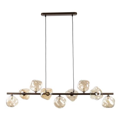 Brilagi - Wireophængt lysekrone VULCANO 9xG9/8W/230V bronze/røgfarvet beige