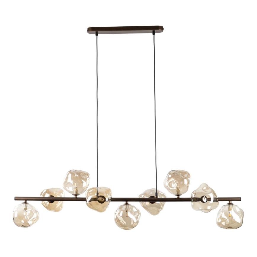 Brilagi - Wireophængt lysekrone VULCANO 9xG9/8W/230V bronze/røgfarvet beige