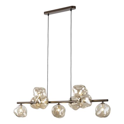 Brilagi - Wireophængt lysekrone VULCANO 9xG9/8W/230V bronze/røgfarvet beige