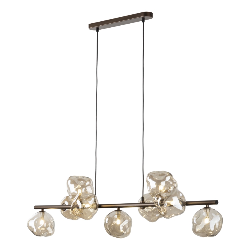 Brilagi - Wireophængt lysekrone VULCANO 9xG9/8W/230V bronze/røgfarvet beige