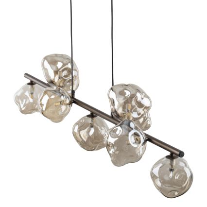 Brilagi - Wireophængt lysekrone VULCANO 9xG9/8W/230V bronze/røgfarvet beige