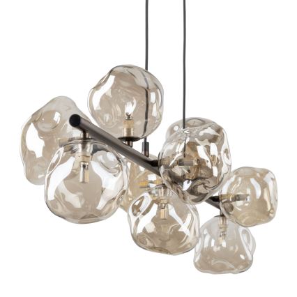 Brilagi - Wireophængt lysekrone VULCANO 9xG9/8W/230V bronze/røgfarvet beige