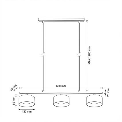 Brilagi - Wirependel AURA LUX 3xGX53/30W/230V sort/røget