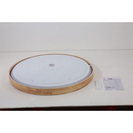 Brilagi - LED dæmpbar loftlampe WOODROUND LED/70W/230V 3000-6000K Ø 80 cm træ CRI 90 + fjernbetjening
