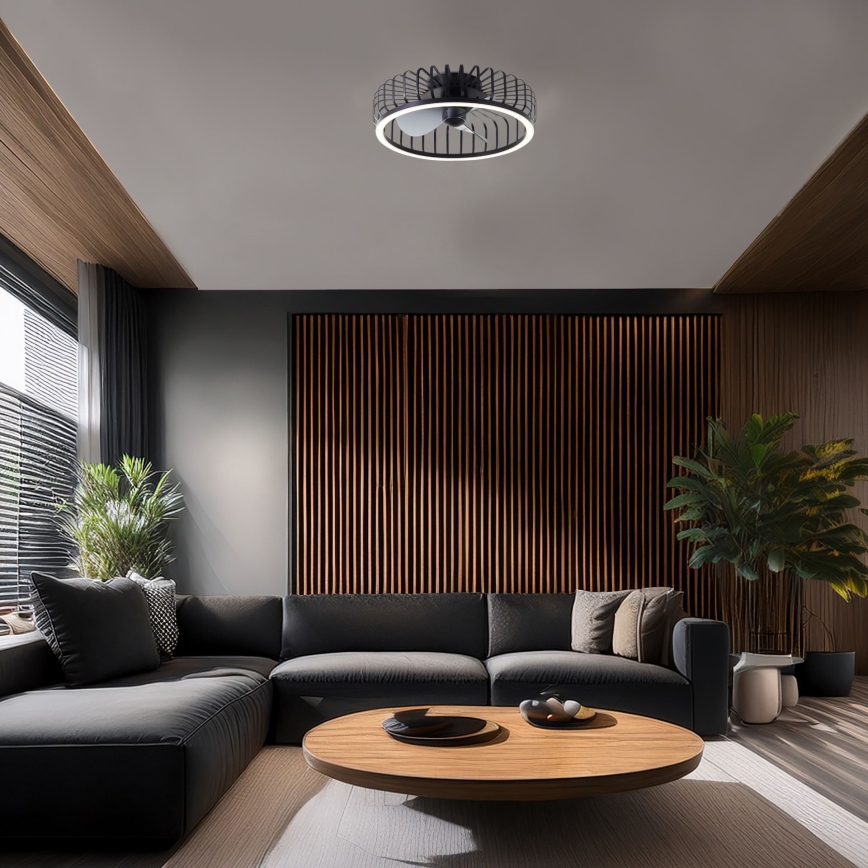 Brilliant - Dæmpbar LED-loftlampe med ventilator CAPO LED/36W/230V 2700-6500K Ø 48 cm sort + fjernbetjening