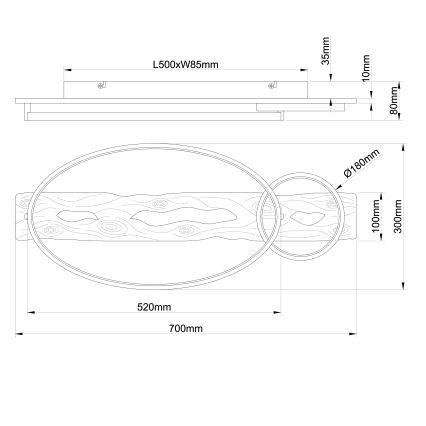 Brilliant - LED-dæmpbar loftlampe PIRUS LED/30W/230V 30x70 cm gummitræ