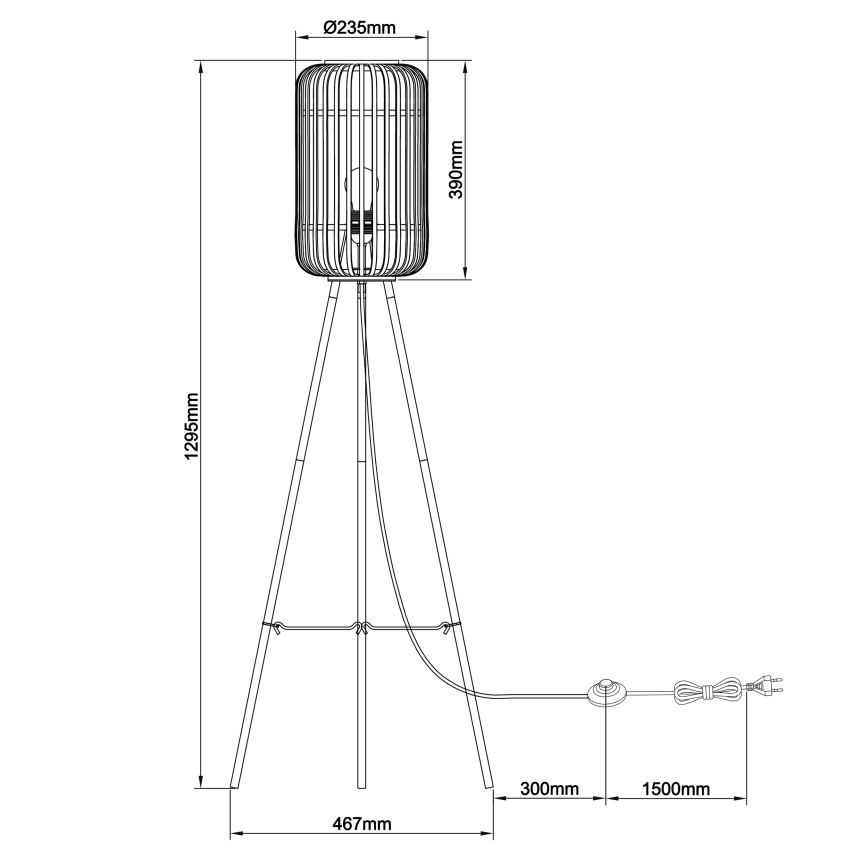 Brilliant - Gulvlampe WOODROW 1xE27/60W/230V bambus