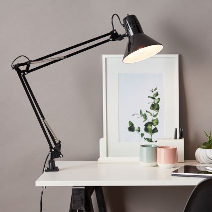 Brilliant - HOBBY bordlampe med klemme 1xE27/40W/230V sort