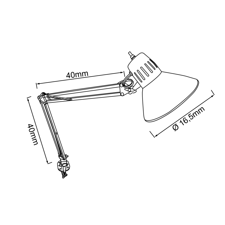 Brilliant - HOBBY bordlampe med klemme 1xE27/40W/230V sort
