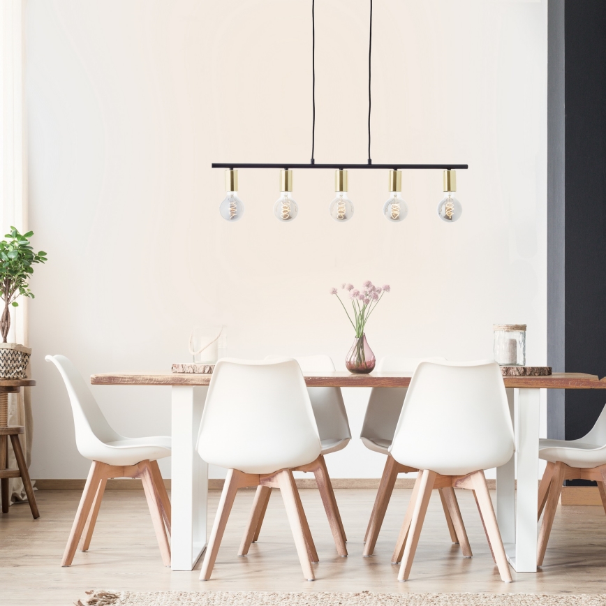 Brilliant - KERRY pendel på kabel 5xE27/40W/230V sort/messing