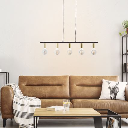 Brilliant - KERRY pendel på kabel 5xE27/40W/230V sort/messing