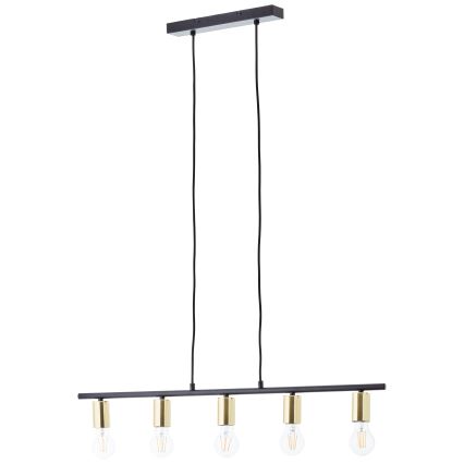 Brilliant - KERRY pendel på kabel 5xE27/40W/230V sort/messing