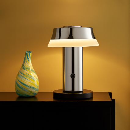 Brilliant - KINICH LED-bordlampe, dæmpbar, genopladelig og berøringsbetjent LED/2,5W/5V 2700K 2600 mAh blank krom