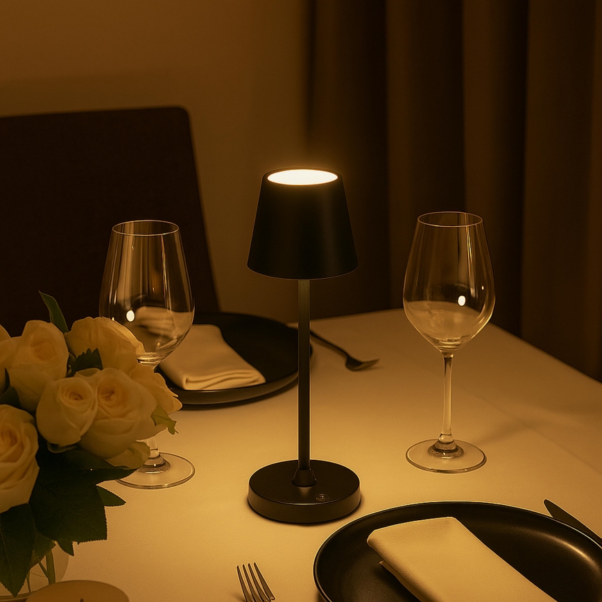 Brilliant - LED genopladelig dæmpbar berøringsbetjent udendørs bordlampe ELORA LED/2,5W/5V 2700K 2600 mAh IP44 sort