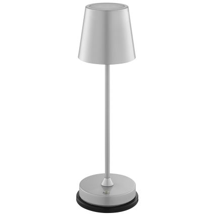 Brilliant - ELORA genopladelig, dæmpbar, berøringsbetjent udendørs LED bordlampe LED/2,5W/5V 2700K 2600 mAh IP44 sølv