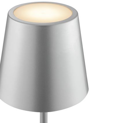 Brilliant - ELORA genopladelig, dæmpbar, berøringsbetjent udendørs LED bordlampe LED/2,5W/5V 2700K 2600 mAh IP44 sølv