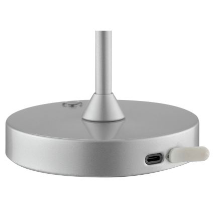 Brilliant - ELORA genopladelig, dæmpbar, berøringsbetjent udendørs LED bordlampe LED/2,5W/5V 2700K 2600 mAh IP44 sølv