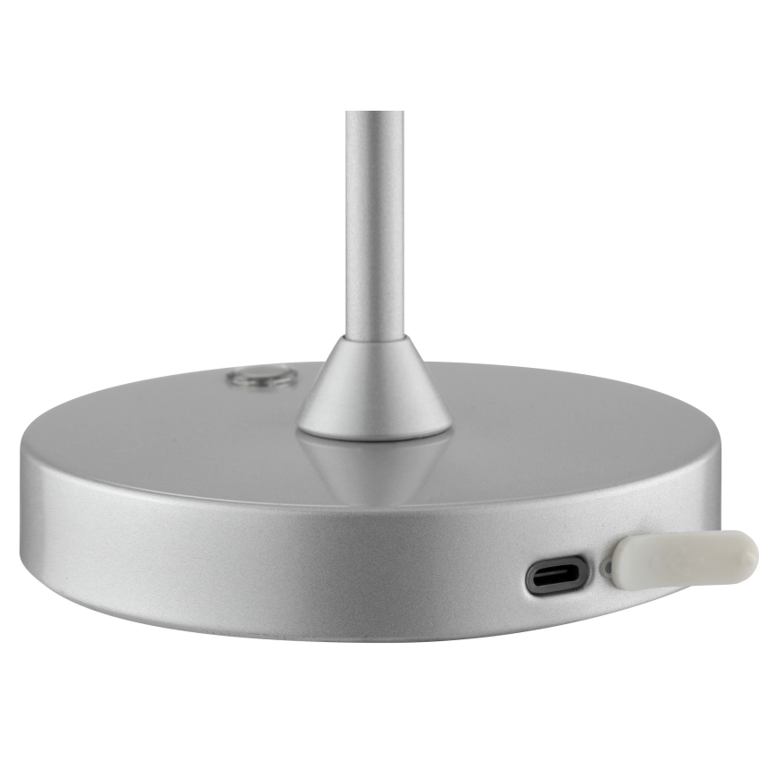 Brilliant - ELORA genopladelig, dæmpbar, berøringsbetjent udendørs LED bordlampe LED/2,5W/5V 2700K 2600 mAh IP44 sølv