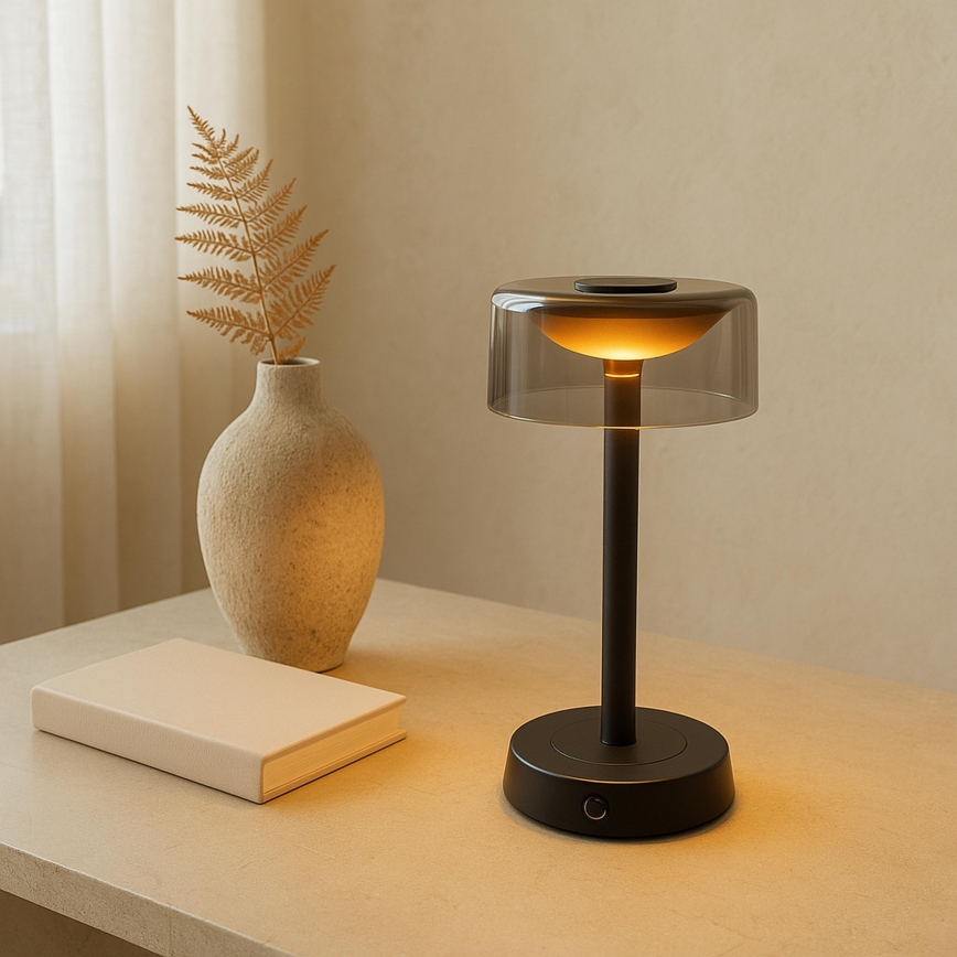 Brilliant - LED dæmpbar genopladelig berøringsbetjent udendørs bordlampe RAZOR LED/2,5W/5V 2700K 2600 mAh IP44 sort