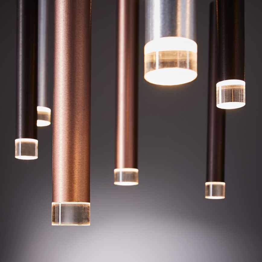 Brilliant - Dæmpbar LED-pendel på wire CEMBALO LED/70W/230V mat krom/sort/brun