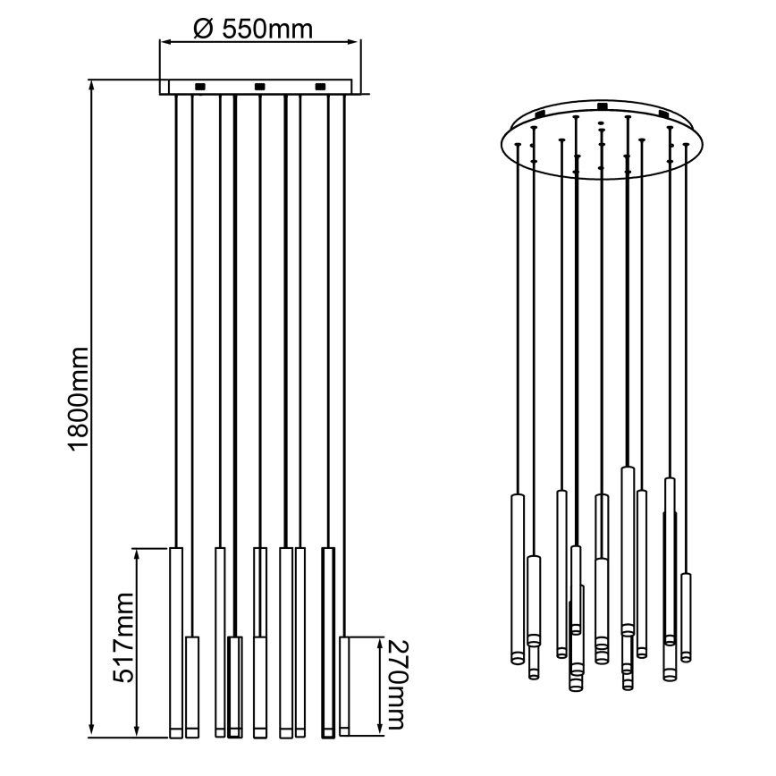 Brilliant - Dæmpbar LED-pendel på wire CEMBALO LED/70W/230V mat krom/sort/brun
