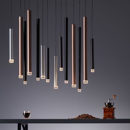 Brilliant - LED dæmpbar pendel på wire CEMBALO LED/60W/230V mat krom/sort/brun