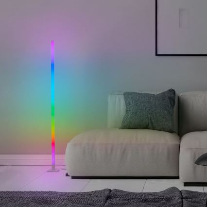 Brilliant - LED gulvlampe m. RGBW-farver dæmpbar NEELE LED/6,5W/230V hvid + fjernbetjening
