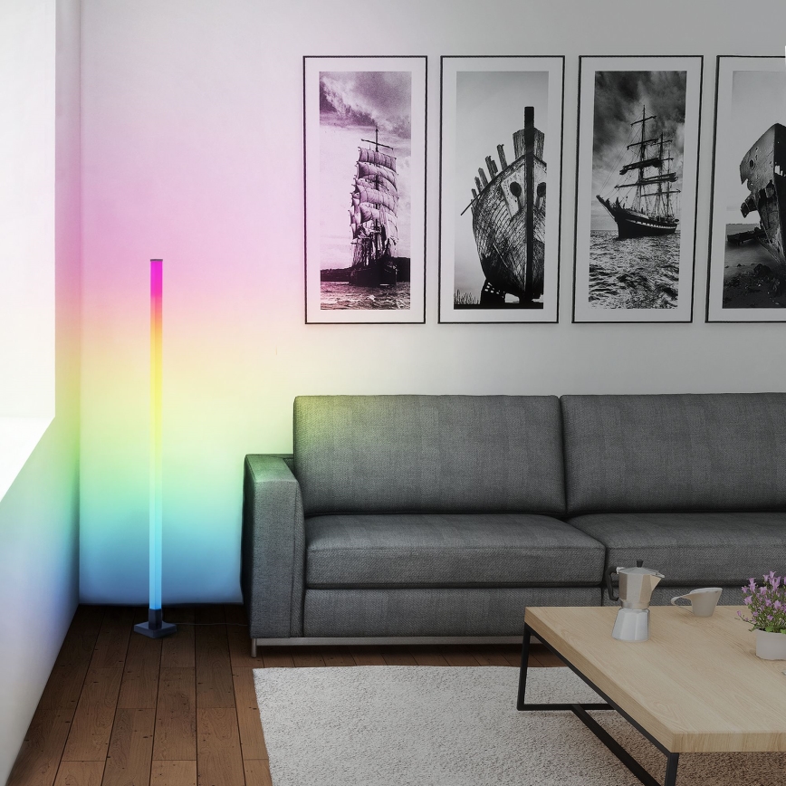 Brilliant - LED gulvlampe m. RGBW-farver dæmpbar NEELE LED/6,5W/230V sort + fjernbetjening