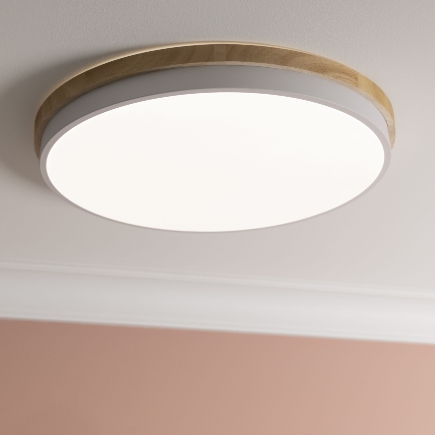 Brilliant - LED loftlampe dæmpbar BAARLO LED/36W/230V 3000-6500K diameter 50 cm hvid/gummitræ + fjernbetjening - FSC certificeret