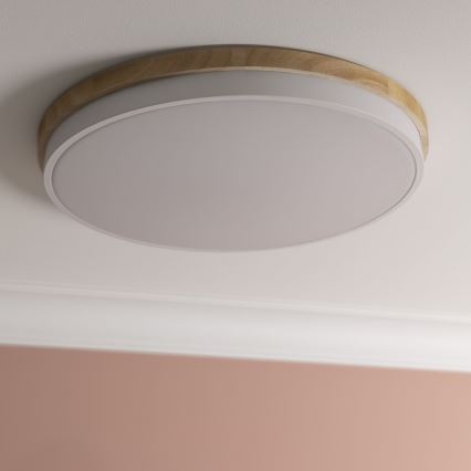 Brilliant - LED loftlampe dæmpbar BAARLO LED/36W/230V 3000-6500K diameter 50 cm hvid/gummitræ + fjernbetjening - FSC certificeret