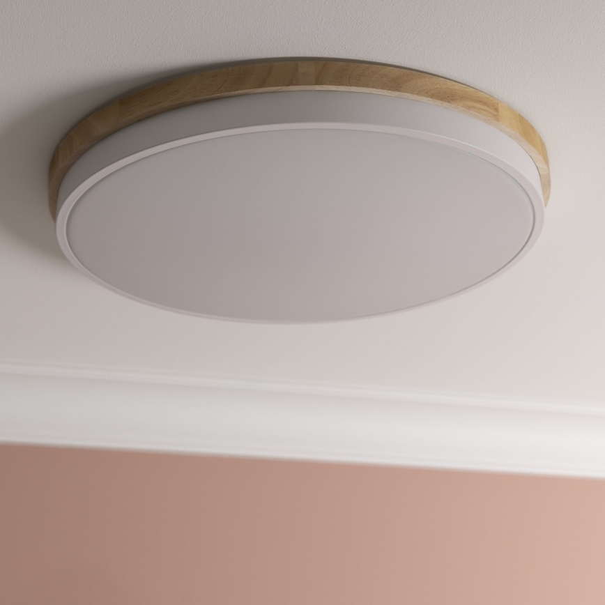 Brilliant - LED loftlampe dæmpbar BAARLO LED/36W/230V 3000-6500K diameter 50 cm hvid/gummitræ + fjernbetjening - FSC certificeret