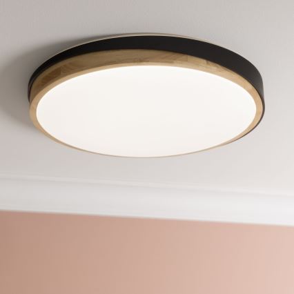 Brilliant - LED loftlampe dæmpbar BAARLO LED/36W/230V 3000-6500K diameter 50 cm sort/gummitræ + fjernbetjening - FSC certificeret