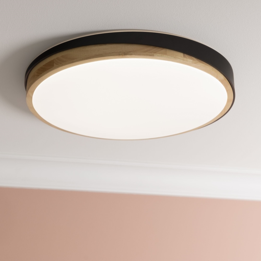 Brilliant - LED loftlampe dæmpbar BAARLO LED/36W/230V 3000-6500K diameter 50 cm sort/gummitræ + fjernbetjening - FSC certificeret