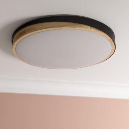 Brilliant - LED loftlampe dæmpbar BAARLO LED/36W/230V 3000-6500K diameter 50 cm sort/gummitræ + fjernbetjening - FSC certificeret