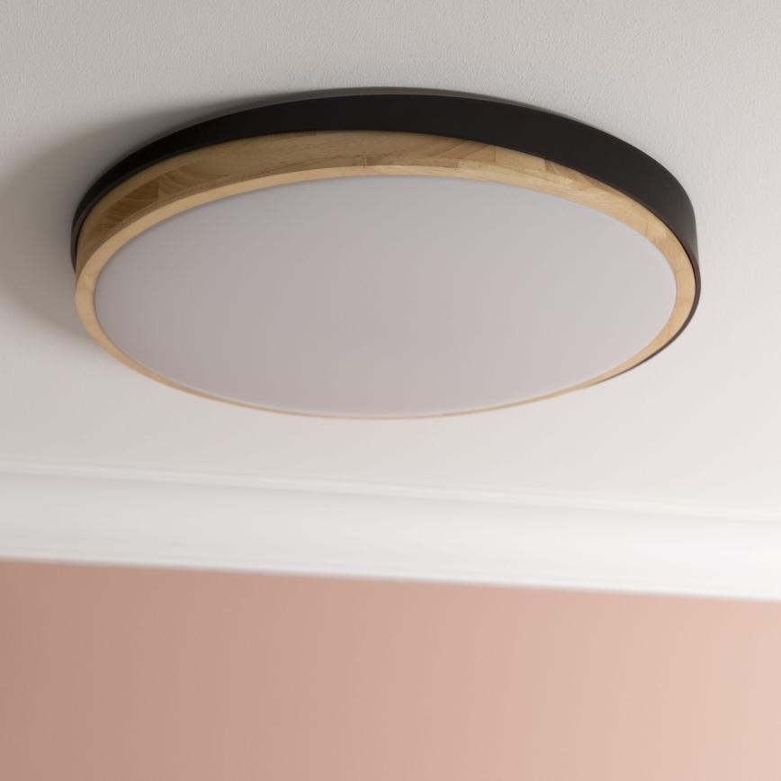 Brilliant - LED loftlampe dæmpbar BAARLO LED/36W/230V 3000-6500K diameter 50 cm sort/gummitræ + fjernbetjening - FSC certificeret