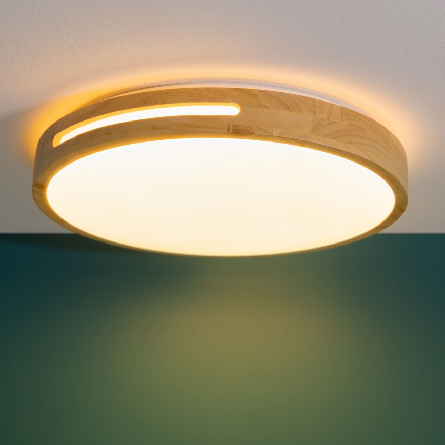 Brilliant - LED loftlampe dæmpbar WOODBURY LED/24W/230V diameter 39 cm gummitræ - FSC certificeret