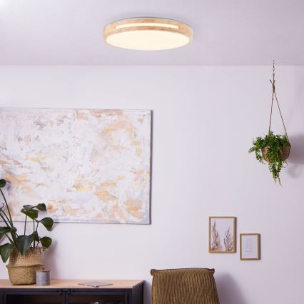 Brilliant - LED loftlampe dæmpbar WOODBURY LED/24W/230V diameter 39 cm gummitræ - FSC certificeret