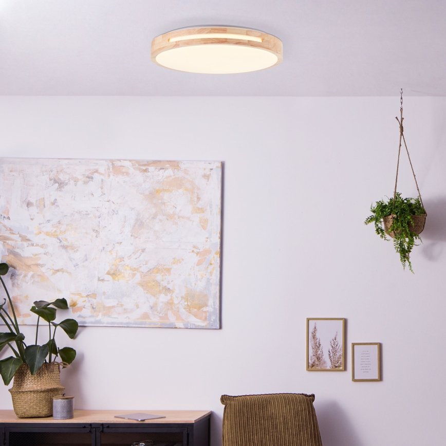 Brilliant - LED loftlampe dæmpbar WOODBURY LED/24W/230V diameter 39 cm gummitræ - FSC certificeret