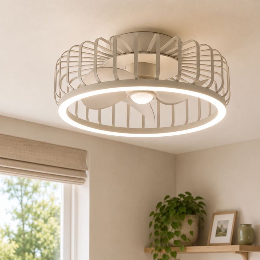 Brilliant - Dæmpbar LED-loftlampe med ventilator CAPO LED/36W/230V 2700-6500K Ø 48 cm beige + fjernbetjening