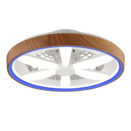 Brilliant - LED loftventilator m. RGBW-farver dæmpbar GAIANO LED/24W/230V 2700-6500K diameter 48 cm brun + fjernbetjening