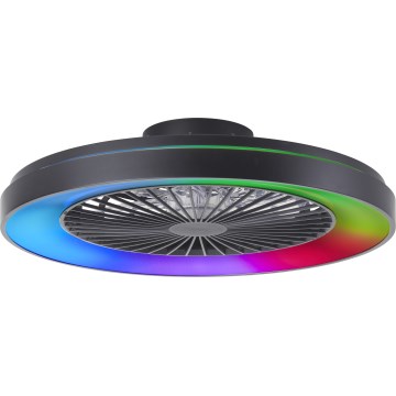 Brilliant - LED loftventilator m. RGBW-farver dæmpbar MAZZARO LED/24W/230V 3000-6500K diameter 58 cm sort + fjernbetjening