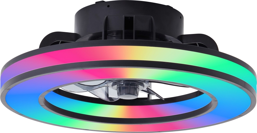 Brilliant - LED loftventilator m. RGBW-farver dæmpbar MONDELLO LED/26W/230V 2700-6500K diameter 41 cm sort + fjernbetjening