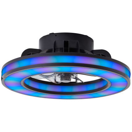 Brilliant - LED loftventilator m. RGBW-farver dæmpbar MONDELLO LED/26W/230V 2700-6500K diameter 41 cm sort + fjernbetjening
