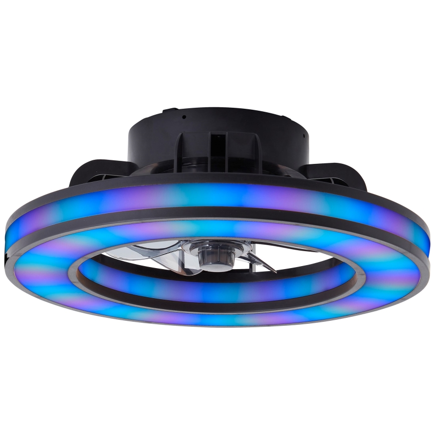 Brilliant - LED loftventilator m. RGBW-farver dæmpbar MONDELLO LED/26W/230V 2700-6500K diameter 41 cm sort + fjernbetjening