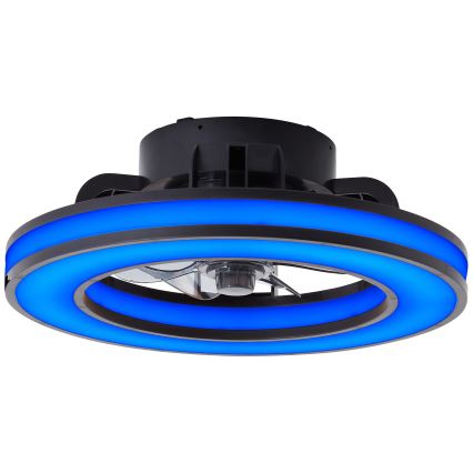 Brilliant - LED loftventilator m. RGBW-farver dæmpbar MONDELLO LED/26W/230V 2700-6500K diameter 41 cm sort + fjernbetjening