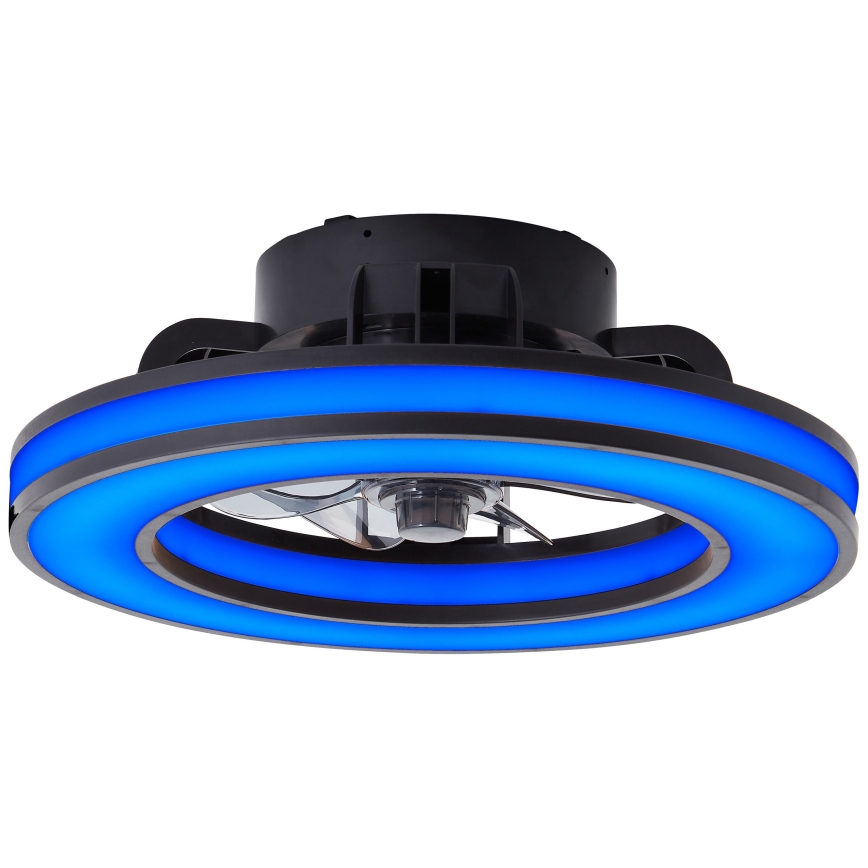 Brilliant - LED loftventilator m. RGBW-farver dæmpbar MONDELLO LED/26W/230V 2700-6500K diameter 41 cm sort + fjernbetjening