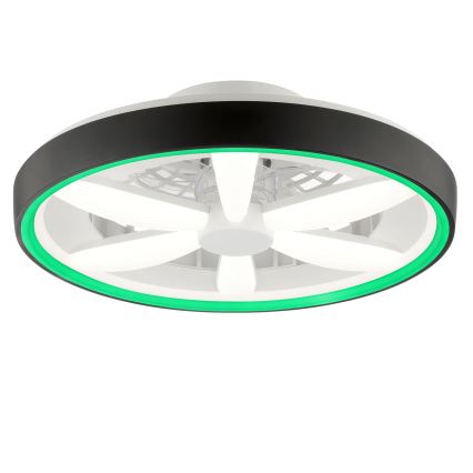 Brilliant - LED m. RGBW-farver Loftventilator dæmpbar med lys GAIANO LED/48W/230V 2700-6500K sort + fjernbetjening