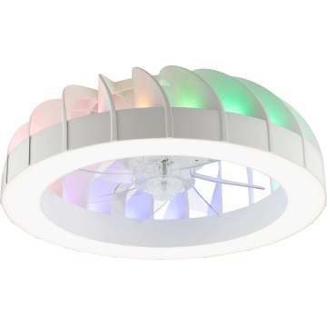 Brilliant - LED loftventilator med lys og RGBW-farver dæmpbar FANORA LED/30W/230V 2700-6500K diameter 46 cm hvid + fjernbetjening